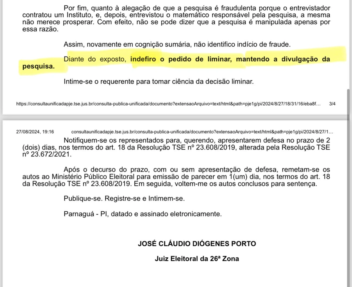 Trecho da determinação