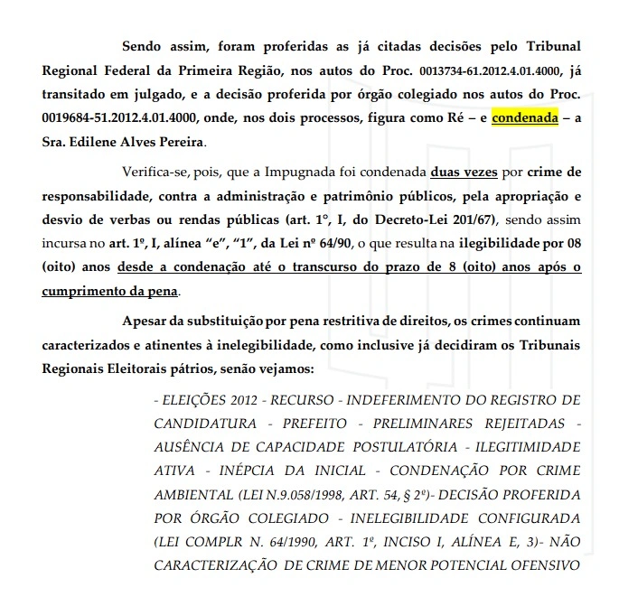 Trecho de processo