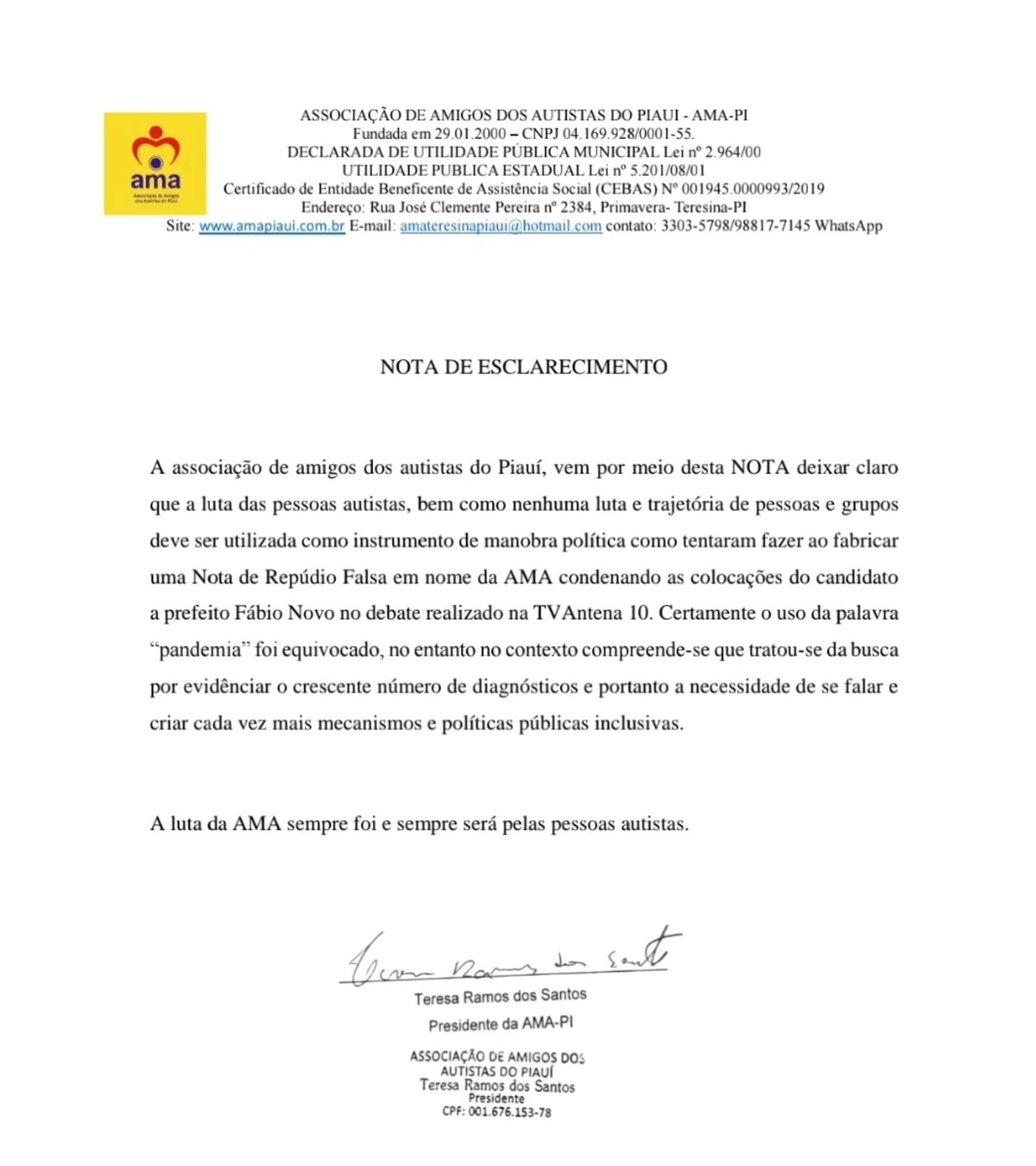 AMA repudia uso político de luta autista após falsa nota de repúdio divulgada