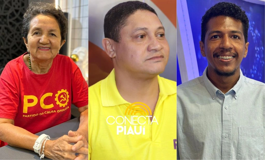 Lourdes Melo (PCO), Francinaldo Leão (PSOL) e Santiago Belizário (União Popular)