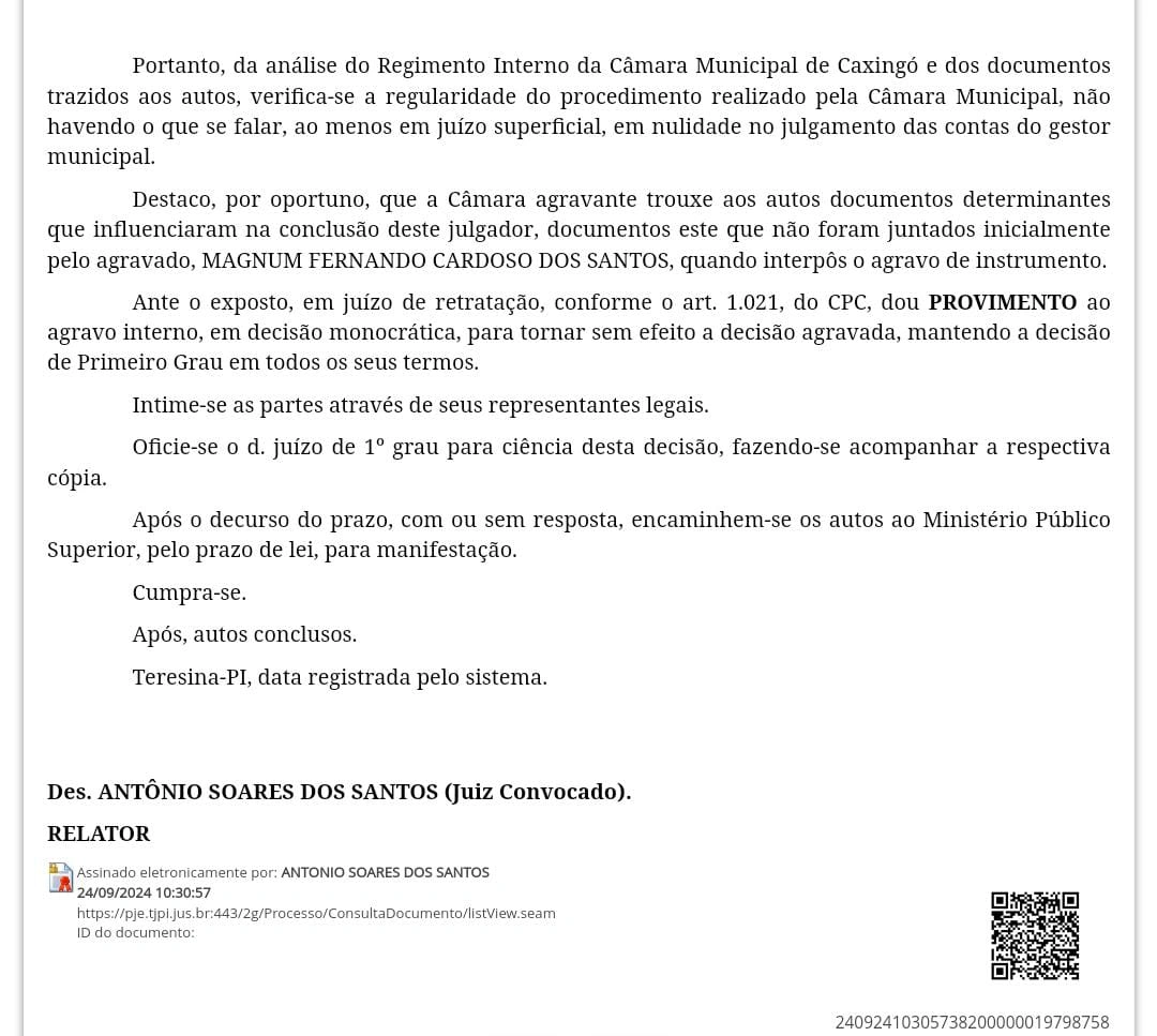 Magnum Cardoso é declarado inelegível após suspensão de contas pela Câmara Municipal de Caxingó