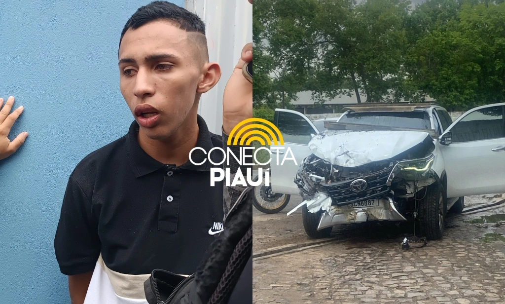 Criminoso bate carro roubado de vereador de Teresina durante perseguição e é preso
