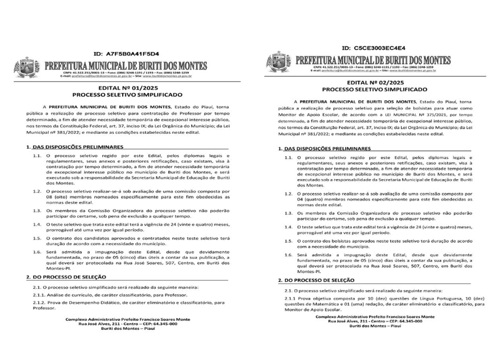 Editais com irregularidades
