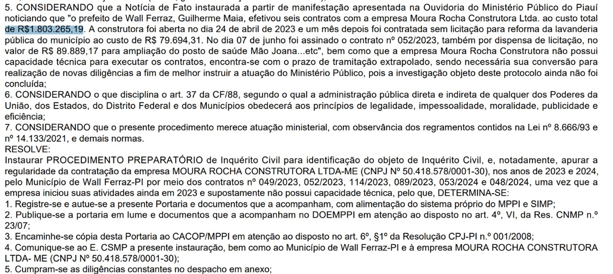 Empresa aberta em 2023 já faturou de R$1.803.265,19, diz denúncia