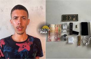 Homem é preso em Demerval Lobão com drogas, arma artesanal e dinheiro (Foto: Reprodução)