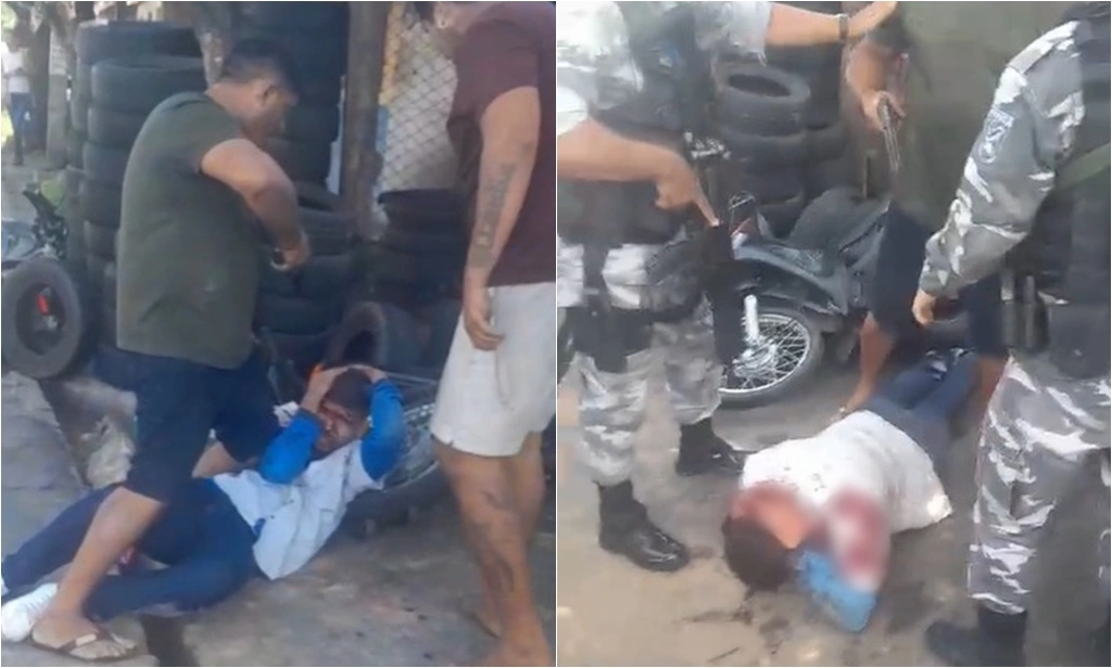 Homem tenta assaltar policial, é rendido e agredido por populares em Teresina