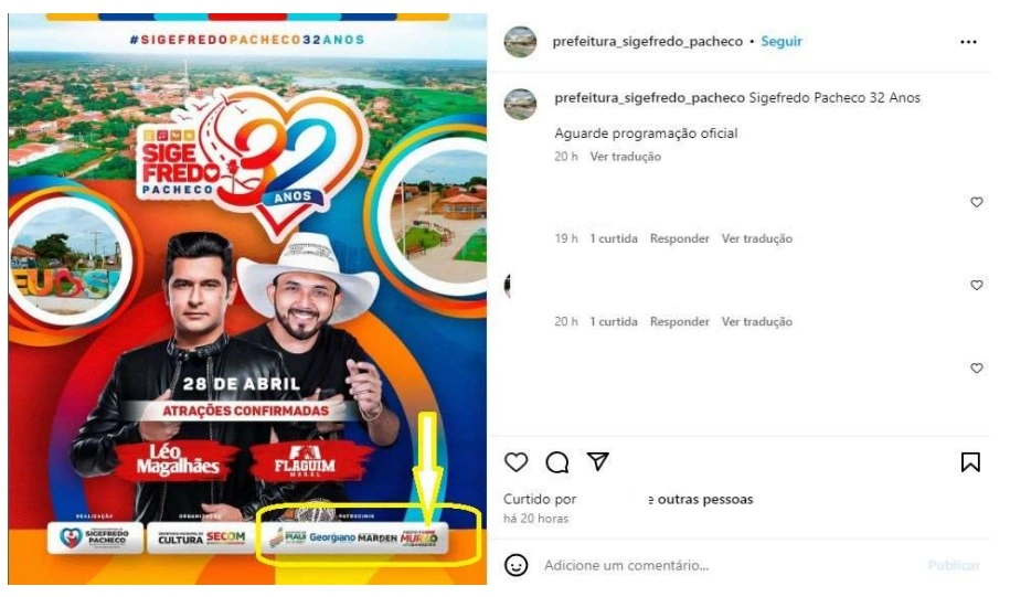 MPPI apura autopromoção do prefeito de Sigefredo Pacheco em redes sociais oficiais