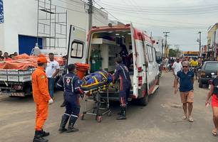 Pintor fica gravemente ferido durante obra de farmácia no centro de Oeiras (Foto: Reprodução)