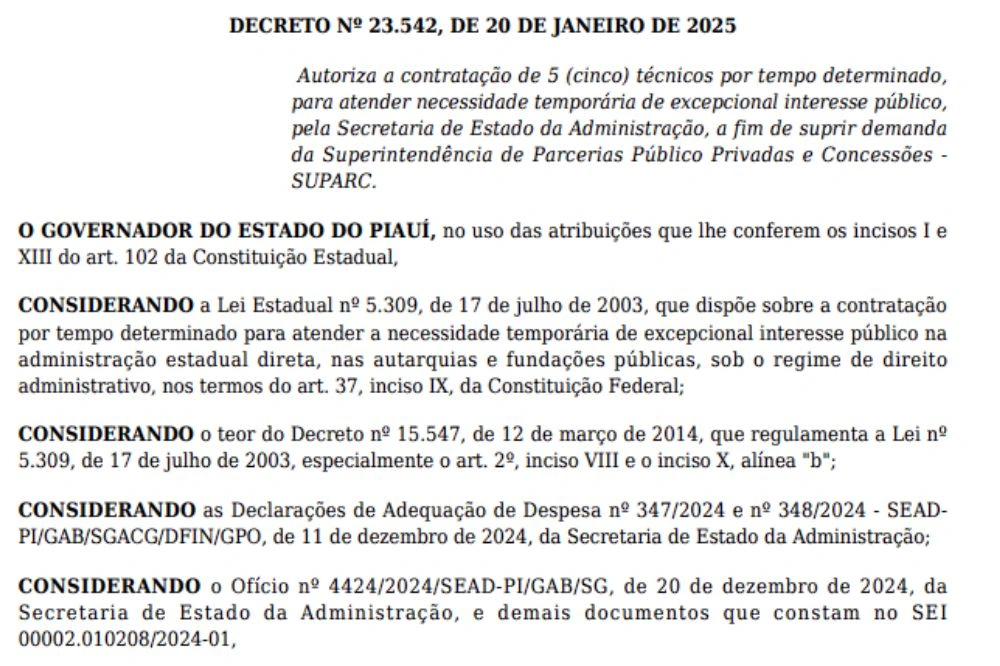 Trecho do decreto