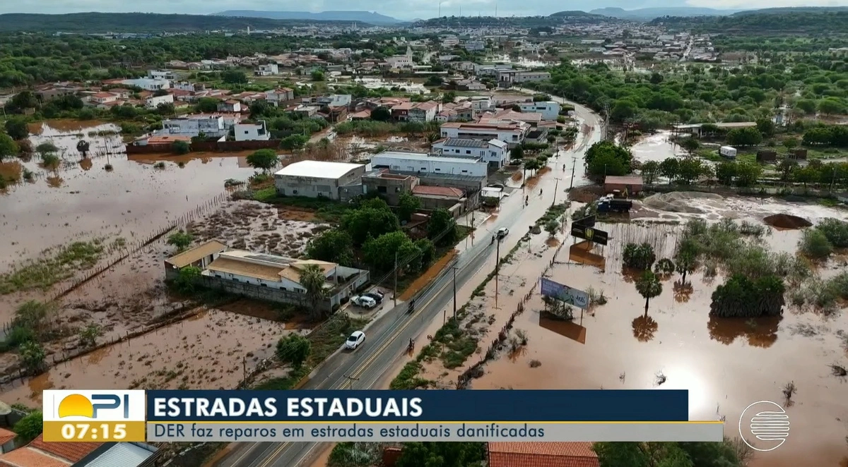 Vista aérea de Picos após grande volume de chuvas