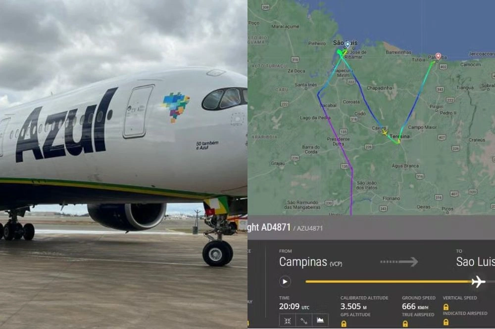 Avião da Azul em emergência por baixo combustível faz pouso forçado em Parnaíba