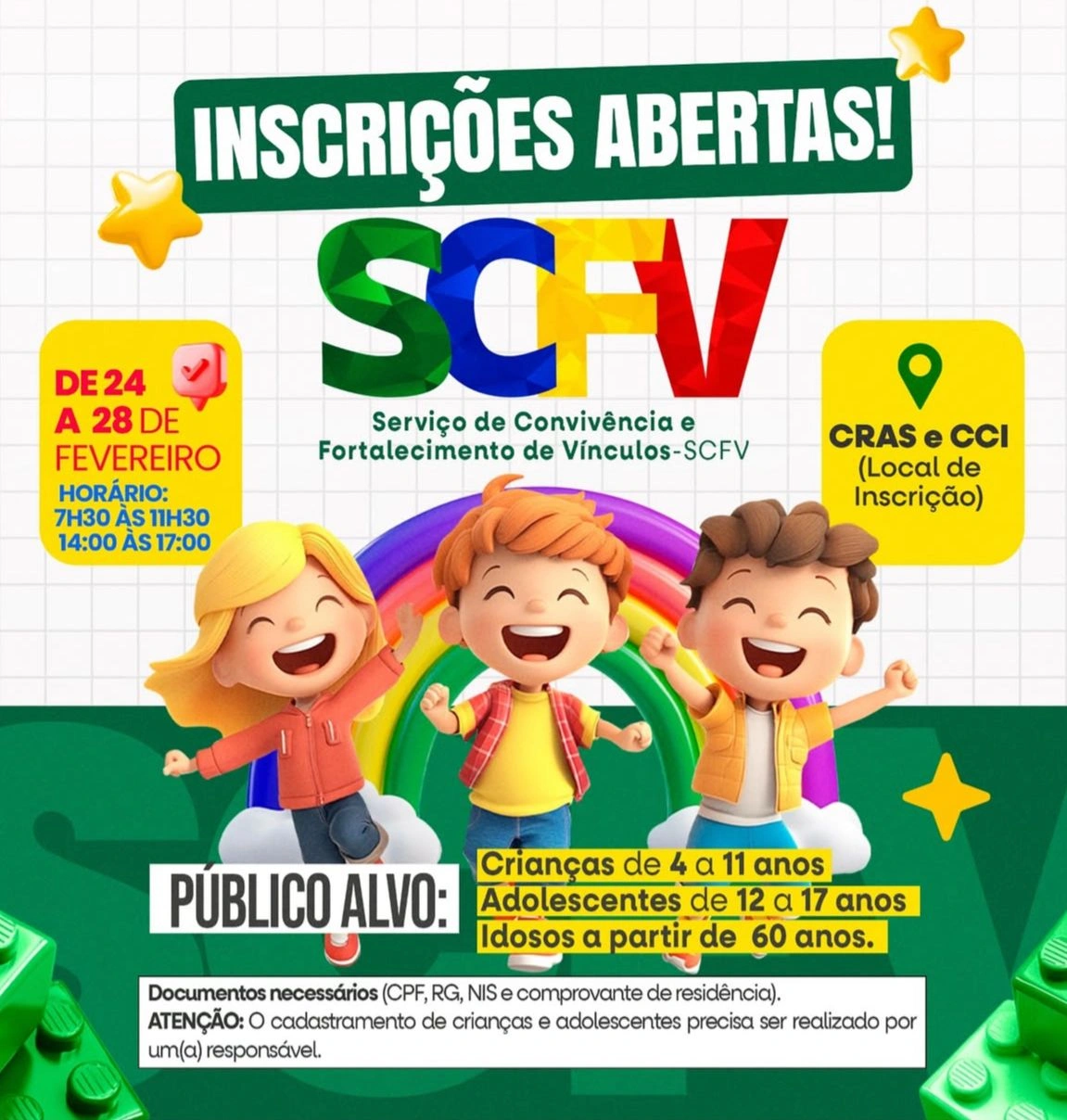 Inscrições abertas para SCFV em São Francisco do Piauí