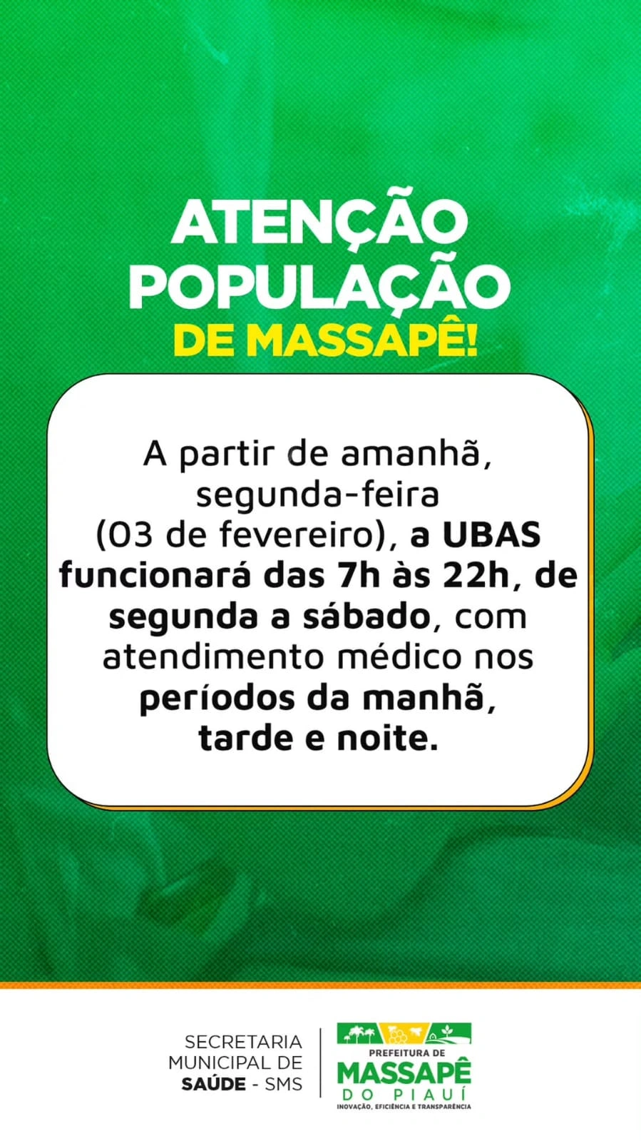 Massapê do Piauí amplia horário de atendimento em Unidade Básica de Saúde