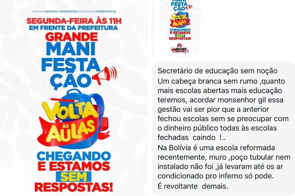 Monsenhor Gil: mães de alunos organizam manifestação para cobrar início das aulas