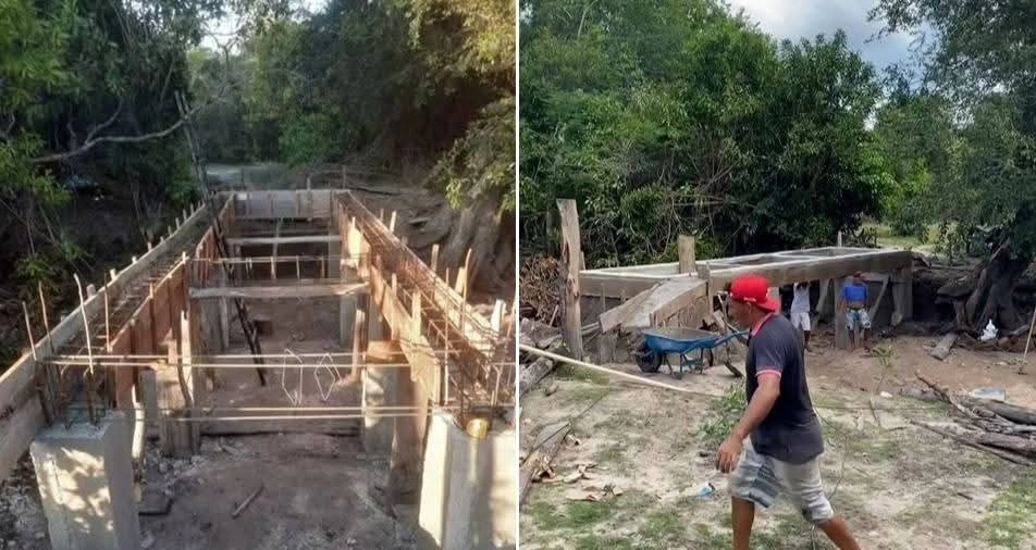 Moradores arrecadam R$ 12 mil e constroem ponte de concreto entre Barras e Batalha
