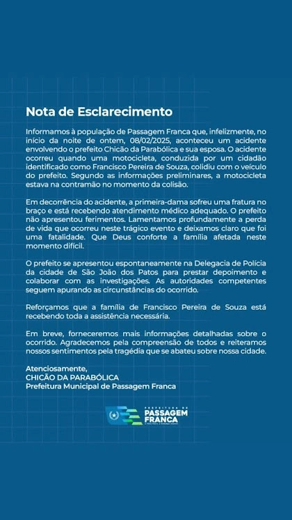 Nota da Prefeitura de Passagem Franca