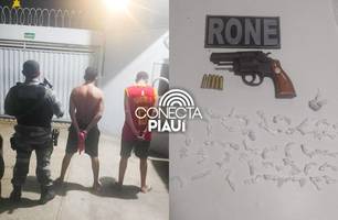 PM apreende arma e drogas e prende dois suspeitos em Teresina (Foto: Reprodução)