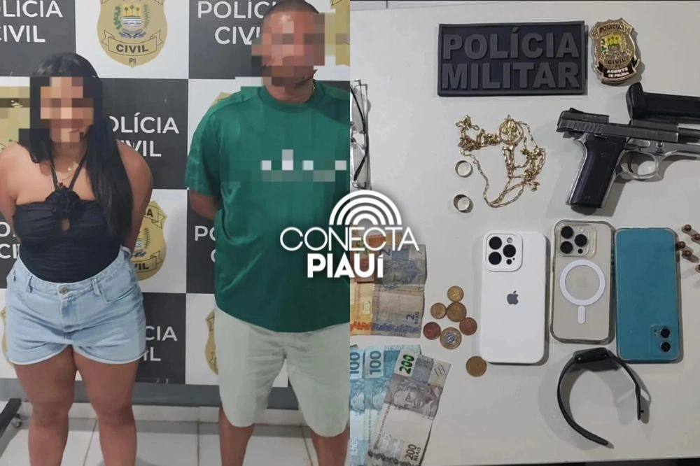 Polícia apreende casal com arma de fogo, munições e celular roubado em Esperantina