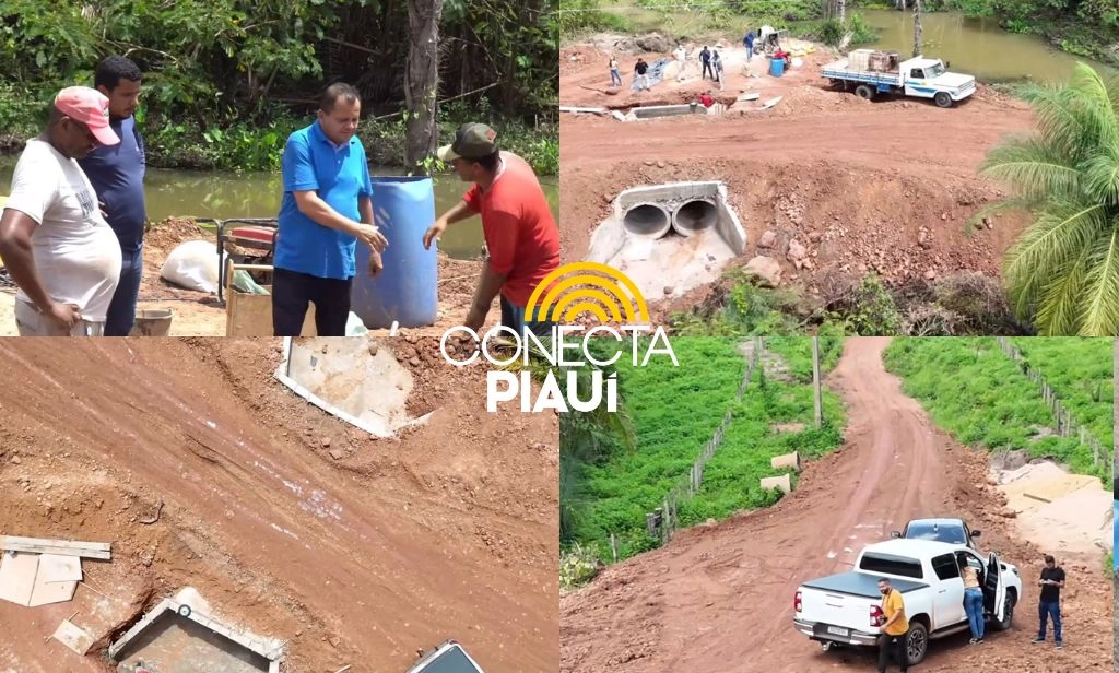 Prefeito de Parnarama visita obra de implantação de bueiros no Sítio Novo
