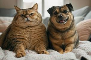 Sobrepeso em cães e gatos pode reduzir expectativa de vida e causar doenças (Foto: Imagem gerada por IA)