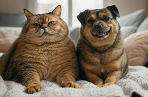 Sobrepeso em cães e gatos pode reduzir expectativa de vida e causar doenças (Foto: Imagem gerada por IA)