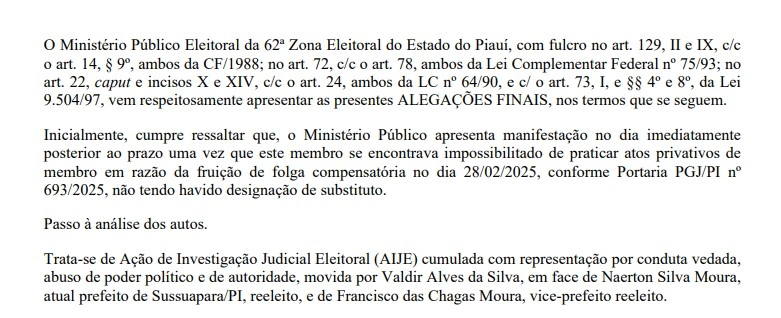 Decisão do Ministério Público Eleitoral