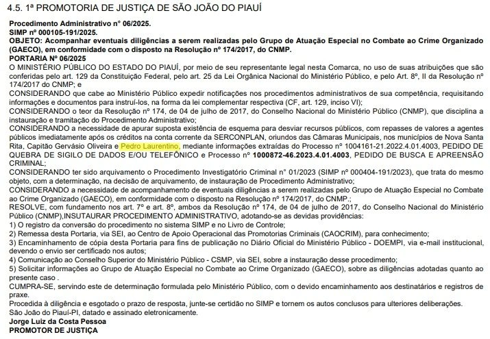 MPPI investiga esquema de desvio de recursos públicos em Pedro Laurentino