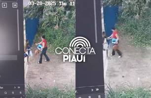 Professora é atacada na porta de escola por homem com seringa em Teresina (Foto: Reprodução)