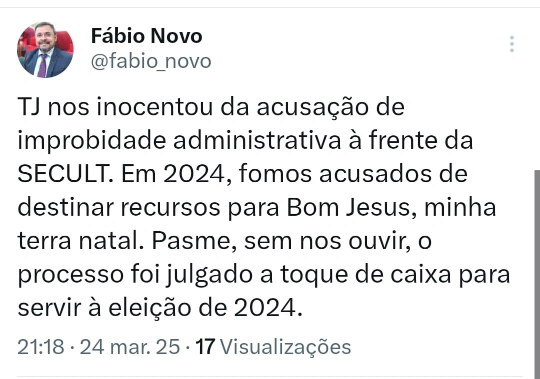 Publicação do Dep. Fábio Novo