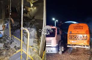 Adolescente de 13 anos incendeia ônibus escolar em Queimada Nova (Foto: Reprodução)