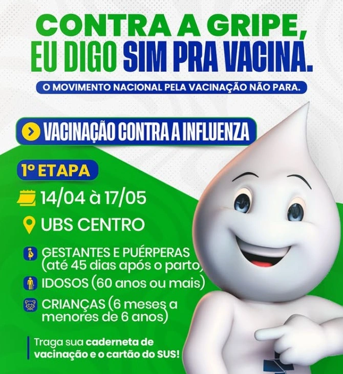 Campanha contra influenza começa neste domingo em Santa Rosa do Piauí