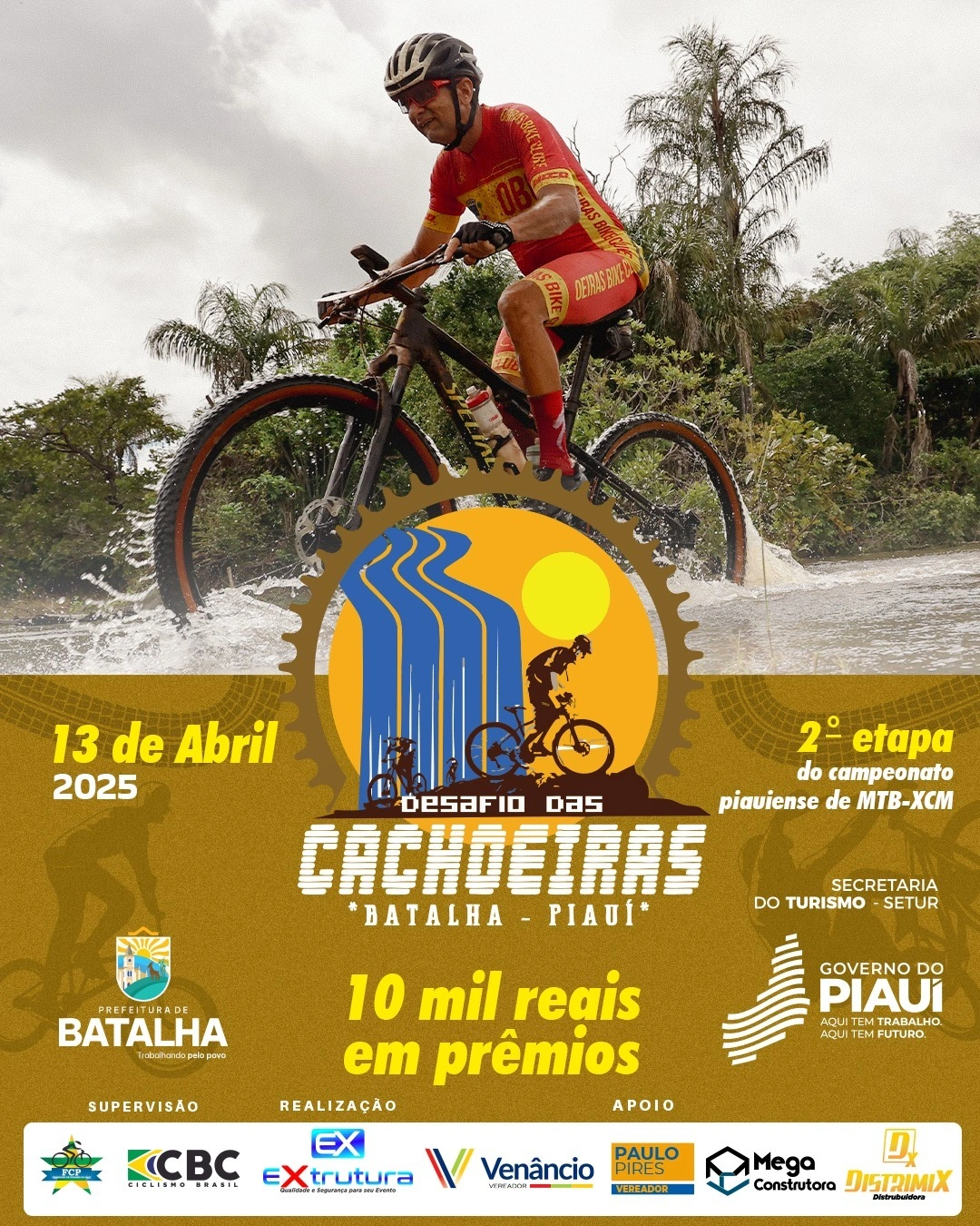 Desafio das Cachoeiras leva ciclistas ao circuito de belas paisagens em Batalha