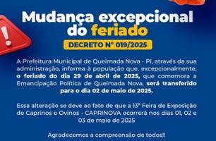 Feriado do aniversário de Queimada Nova é transferido para o dia 2 de maio (Foto: Reprodução)