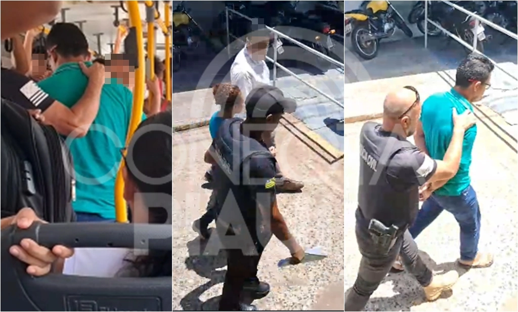 Homem é preso em flagrante após agredir mulher dentro de ônibus em Teresina