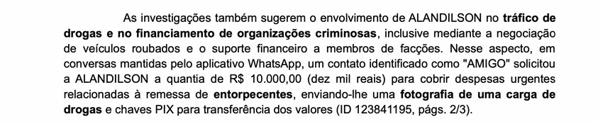 Trecho do inquérito policial