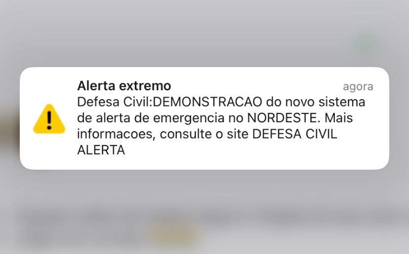 Alerta teste da Defesa Civil