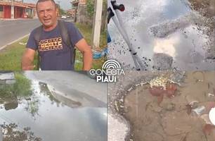 Buracos e alagamentos causados pela Águas de Teresina geram revolta na zona Norte (Foto: Reprodução)