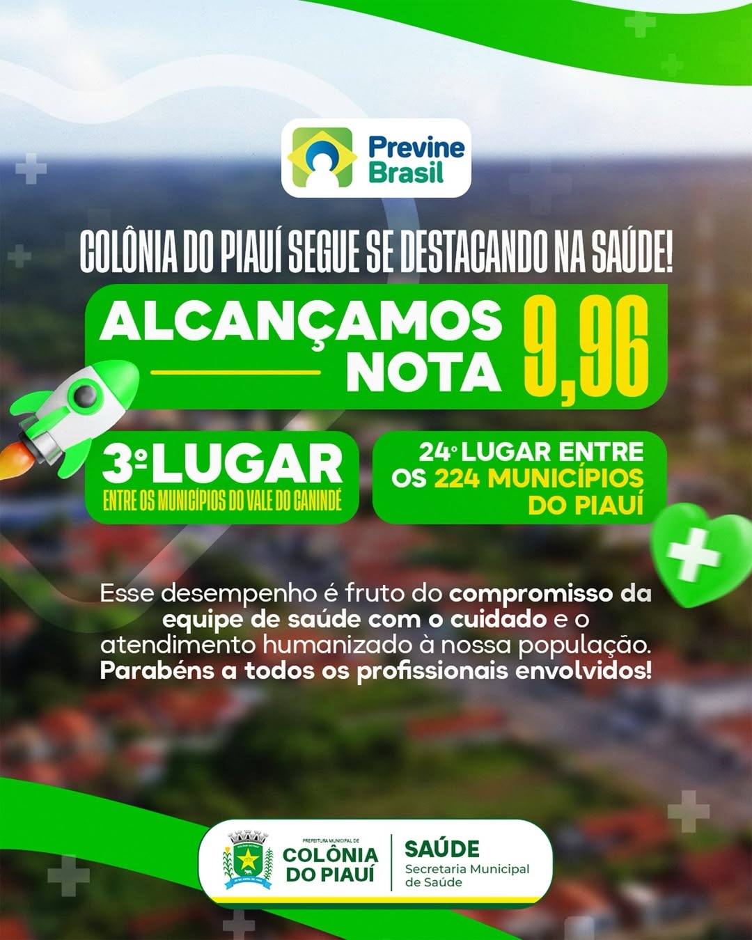 Colônia do Piauí conquista nota 9,96 no programa Previne Brasil