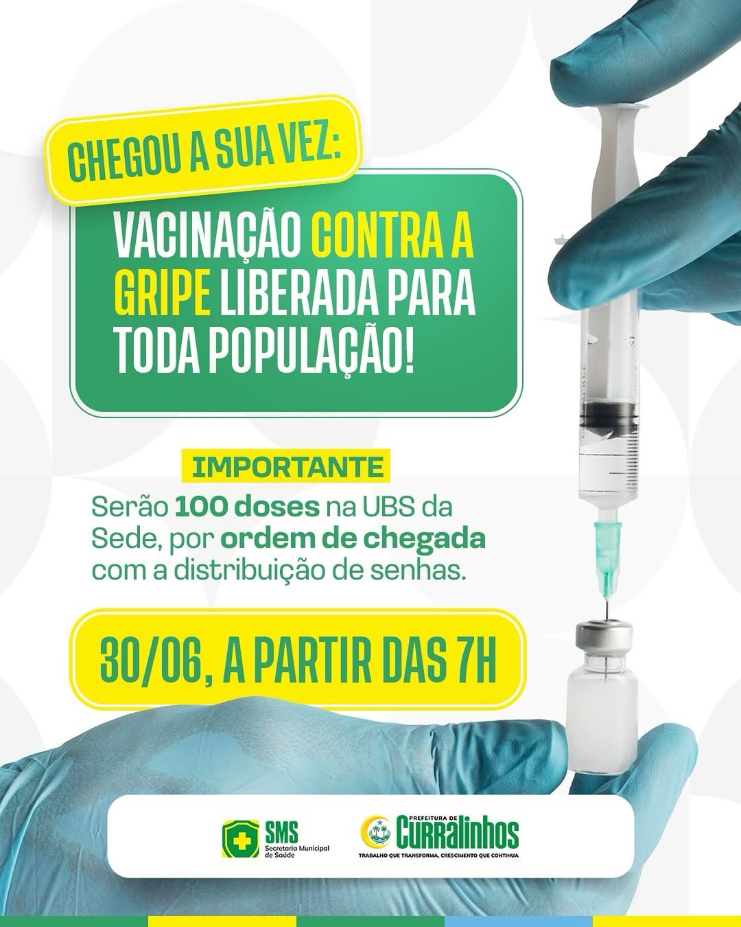 Curralinhos libera vacinação contra a gripe para toda a população