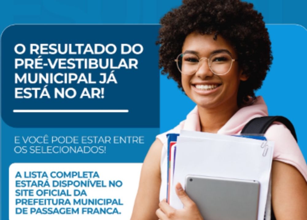 Divulgado o resultado oficial do Pré-Vestibular Municipal 2025 em Passagem Franca