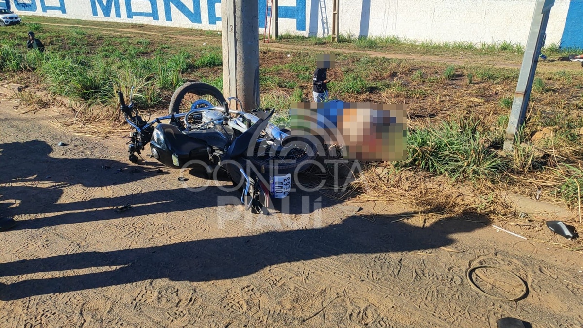 Homem morre após colidir com poste em frente às Águas Maná, em Teresina
