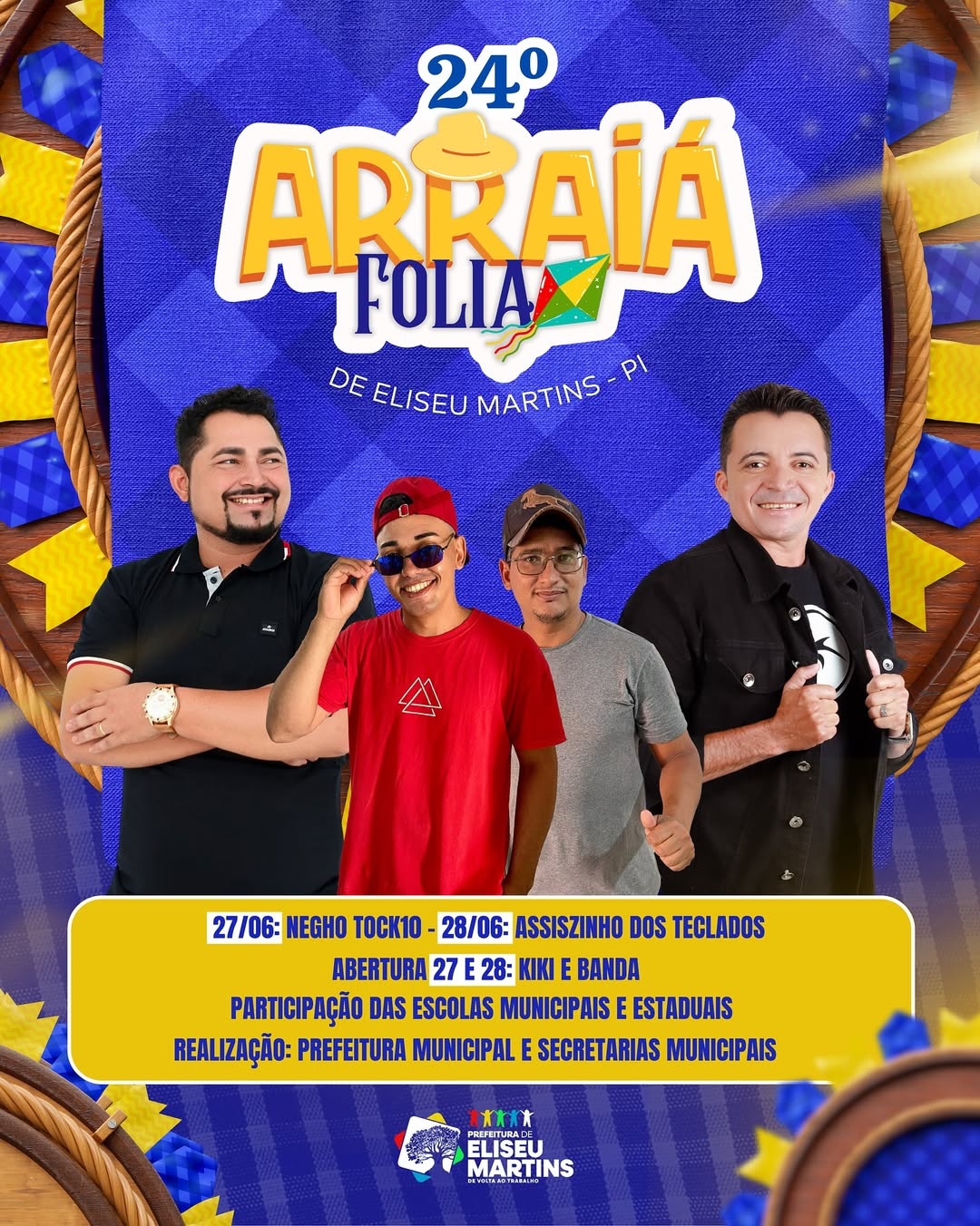 Prefeitura de Eliseu Martins anuncia Arraiá Folia 2025 nos dias 27 e 28 de junho