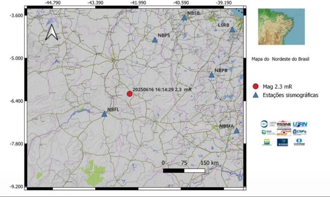 Tremor de terra de magnitude 2,3 é registrado no município de Elesbão Veloso
