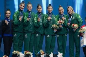 Brasil conquista ouro no conjunto geral da Copa do Mundo de Ginástica Rítmica (Foto: Reprodução)