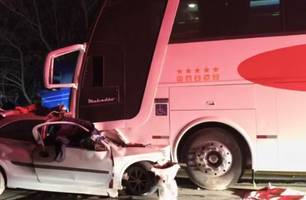 Colisão entre carro e ônibus mata cinco pessoas em Minas Gerais (Foto: Reprodução)