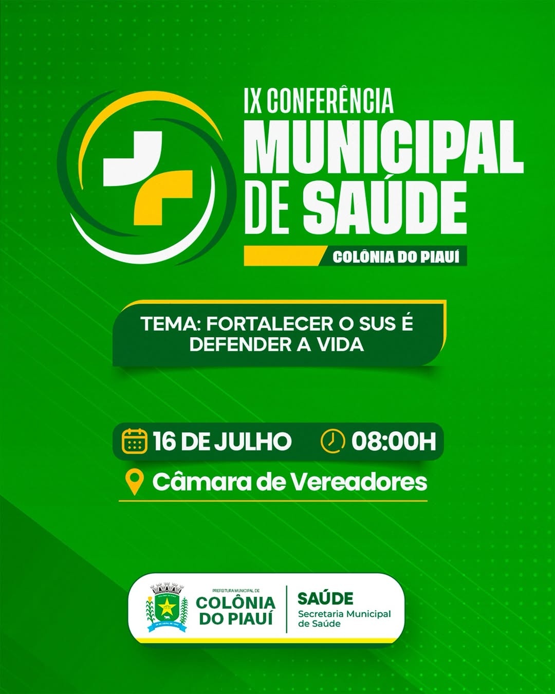 Colônia do Piauí realiza IX Conferência Municipal de Saúde no dia 16 de julho