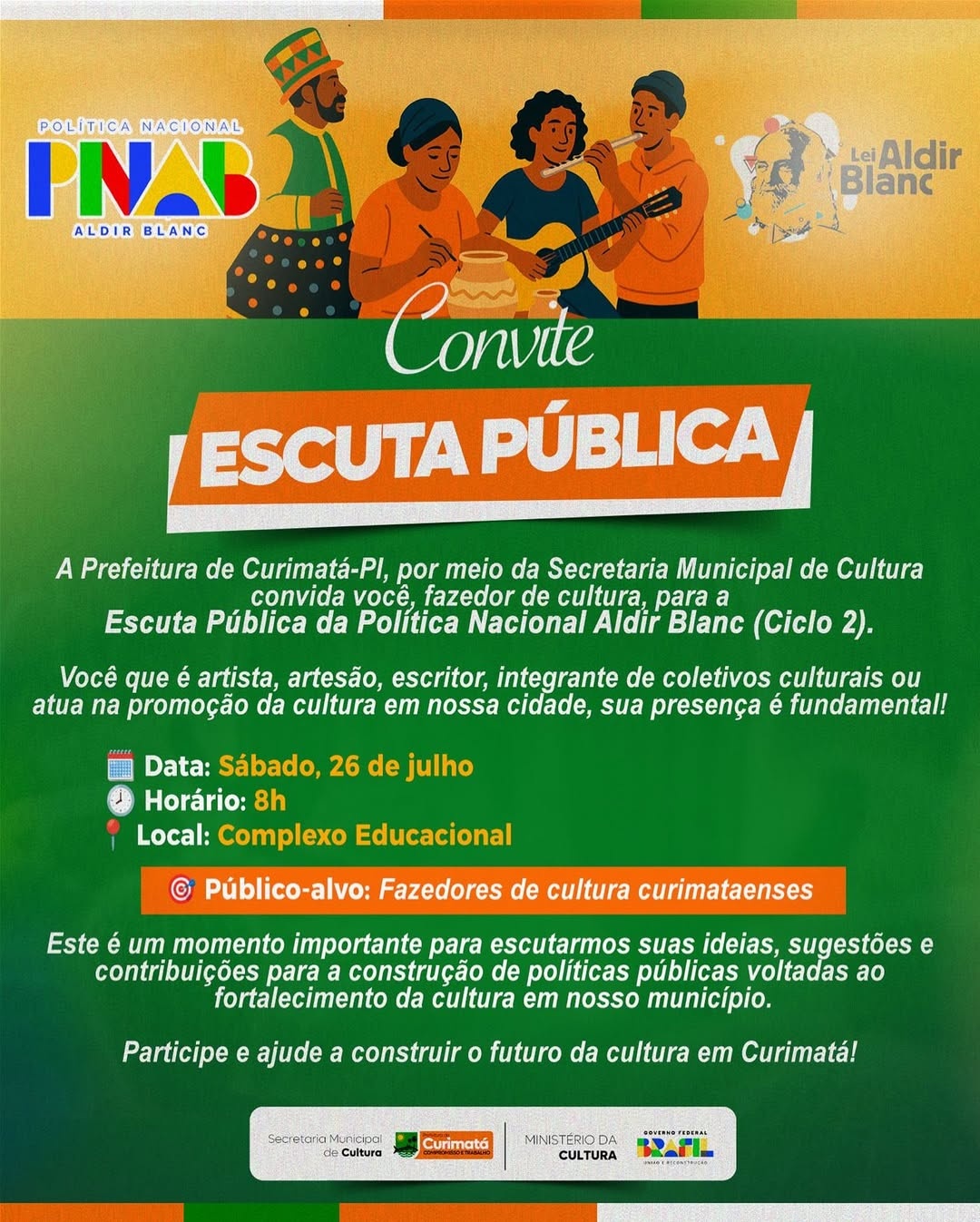 Curimatá realiza escuta pública sobre Política Nacional Aldir Blanc