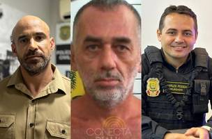 Delegado Júnior Castro, criminoso 'Reginho' e delegado Charles Pessoa (Foto: Reprodução/Conecta Piauí)
