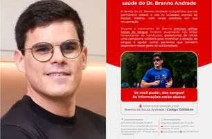 Dr. Brenno Andrade apresenta melhora e família pede doações de sangue (Foto: Reprodução)