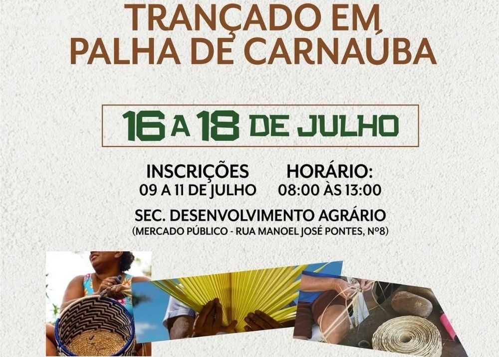 Esperantina oferece curso gratuito de trançado em palha de carnaúba
